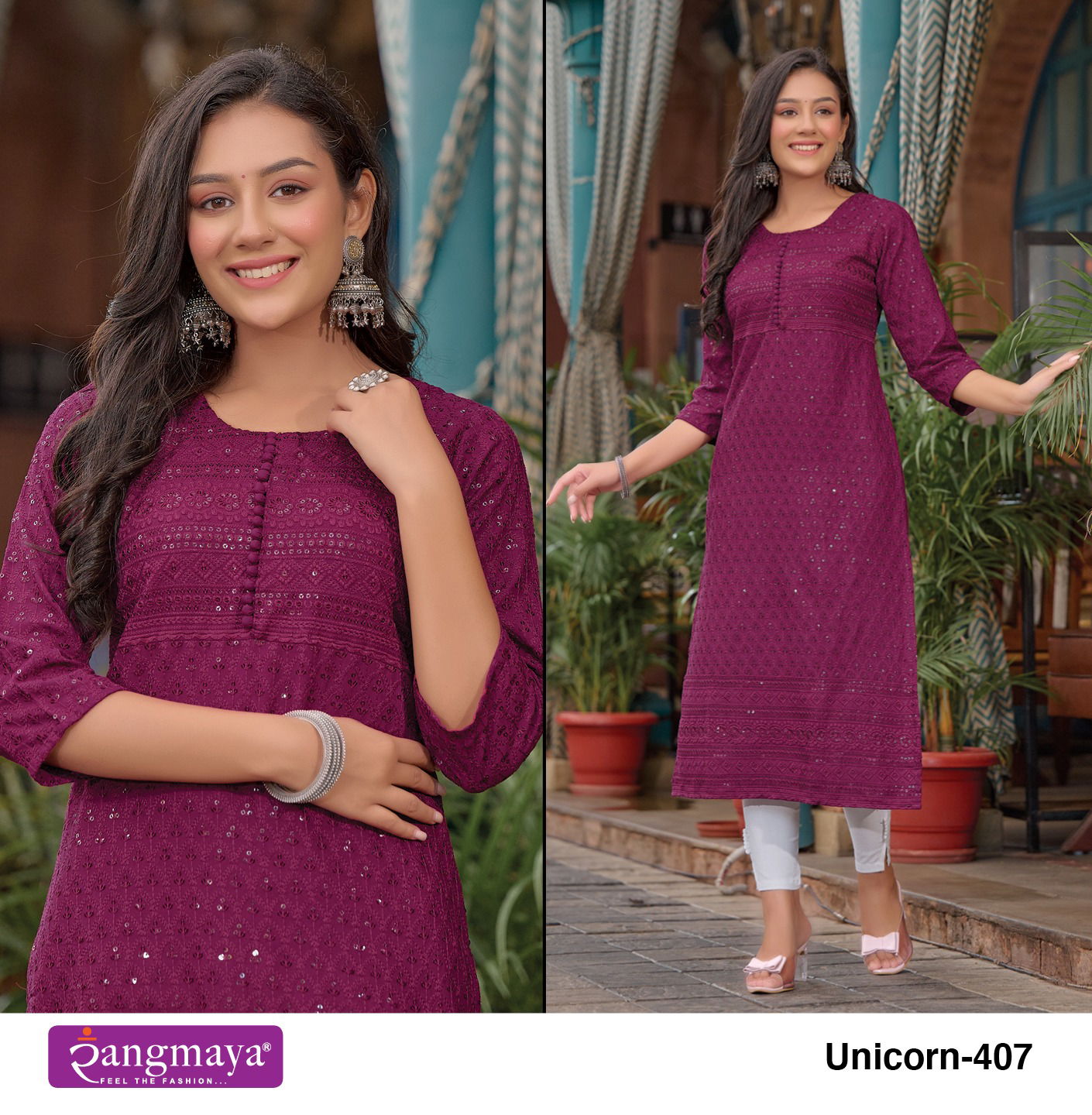 Unicorn 4 By Rangmaya Chikankari Chiffon Kurtis Wholesale Clothing Distributors In India